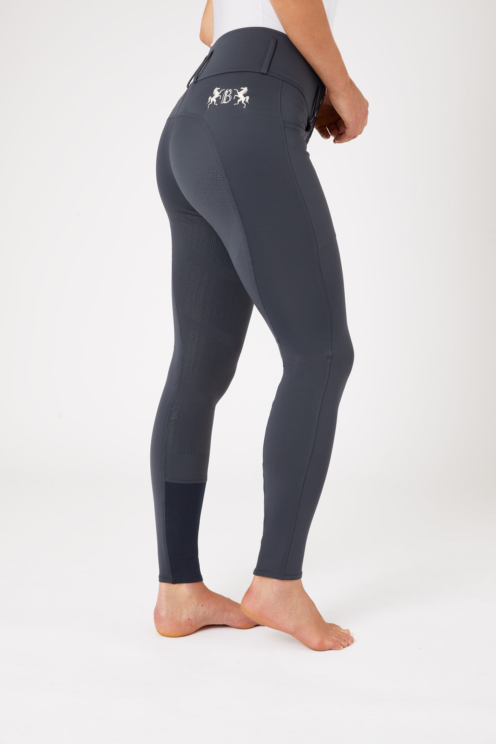 Pantaloni da equitazione a grip integrale Meghan B Vertigo a vita alta donna Blu navy scuro