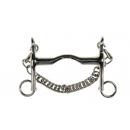 Mors da filetto in acciaio inox 16 mm catena 5 cm HKM