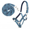 Set di cavezza con moschettone HKM Crystal imbottita - Petrolio / blu navy
