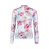T-shirt tecnico HKM Flower a maniche lunghe - Bianco / rosa acceso