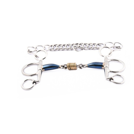 Mors Pelham Jump'In piccoli rami doppia rottura acciaio blu e rame