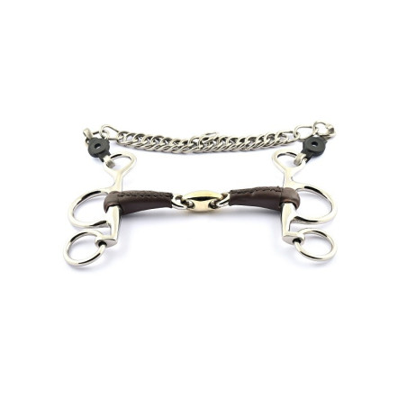 Filet Pelham Jump'In piccoli rami doppia rottura rivestito in cuoio