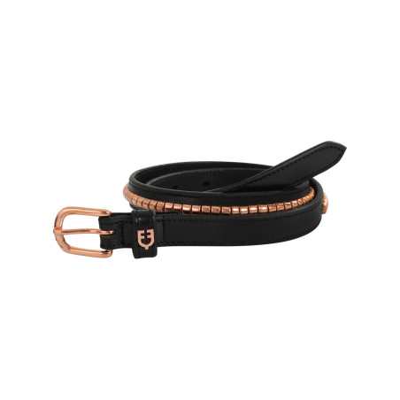 Cintura inglese in cuoio con clincher in oro rosa Equestro