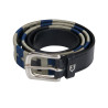 Cintura in pelle con motivo geometrico Equestro - Nero / blu navy / grigio