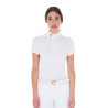 Polo da concorso aderente in tessuto stretch con zip e mesh da donna Taline Equestro - Bianco