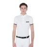 Polo de competición ajustado de manga corta para hombre con inserciones negras Garen Equestro - Bianco