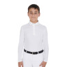 Polo da concorso bambino a maniche lunghe con bottoni Equestro - Bianco / bianco