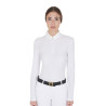 Langarm-Poloshirt aus technischem Fleecestoff Damen Warm+ Equestro - Bianco