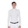 Langarm-Poloshirt aus technischem Fleecestoff Herren Warm+ Equestro - Bianco