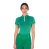 Polo da allenamento tecnico aderente con zip da donna Equestro - Verde oltremare
