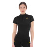 Polo con inserti in mesh da donna Equestro - Nero