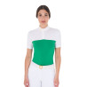 Polo aderente in tessuto tecnico e mesh a maniche corte da donna Equestro - Verde oltremare