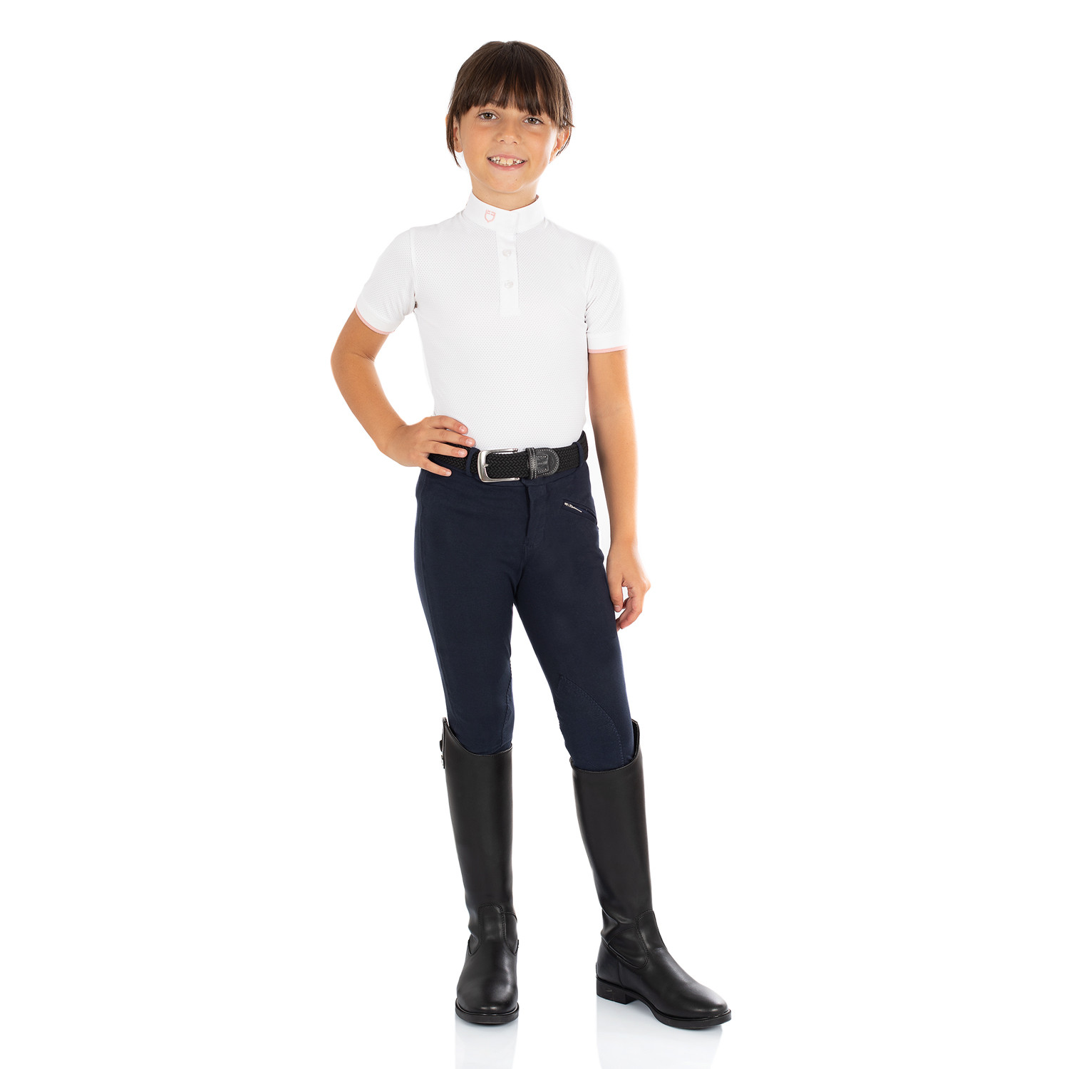 Pantaloni Kasumi da bambino in materiale stretch Equestro Bianco