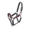 Capestro in nylon con lunghina Red Trim Equestro - Grigio / rosso / nero