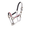 Capestro in nylon con lunghina Red Trim Equestro - Bianco / rosso / grigio