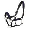 Capezzina in cuoio con inserti in nylon intrecciato Equestro - Nero / blu navy