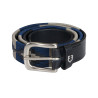 Cintura in pelle con motivo sud-ovest Equestro - Nero / blu navy / grigio