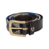 Cintura in pelle con motivo sud-ovest Equestro - Marrone / blu navy / grigio