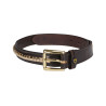 Cintura in pelle con borchie argentate Equestro - Marrone / oro