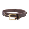 Cintura inglese in cuoio con morso eggbutt e strass Equestro - Marrone / oro