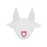 Cuffia anti-mosche in tessuto tecnico con logo multicolore Equestro - Bianco / bianco / rosso papavero