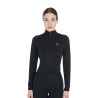 Strato base aderente a maniche lunghe da donna in tessuto tecnico Equestro - Antler / nero