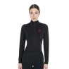 Strato base aderente a maniche lunghe da donna in tessuto tecnico Equestro - Nero / rosso