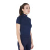 Strato base aderente a maniche corte da donna in tessuto tecnico Equestro - Blu navy / rosso
