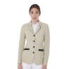 Giacca da concorso traforata da donna 4 bottoni Equestro - Tan Oxford
