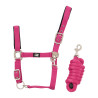 Capestro in nylon con rinforzo in cuoio e longhina intrecciata Supreme - Fucsia