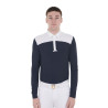 Polo da concorso Uomo Maniche Lunghe con Bottoni Equestro - Bianco / blazer blu navy