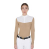 Polo da concorso Donna Maniche Lunghe in Tessuto Tecnico e Mesh Equestro - Beige