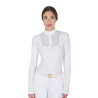Polo da concorso Donna Maniche Lunghe con Bottoni Equestro - Bianco