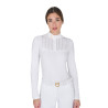 Polo da concorso Donna Maniche Lunghe con Strass Equestro - Bianco