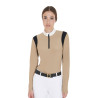 Polo da concorso Donna Maniche Lunghe in Tessuto Tecnico Equestro - Beige