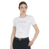 T-shirt donna slim fit salto ostacoli con strass Equestro - Bianco
