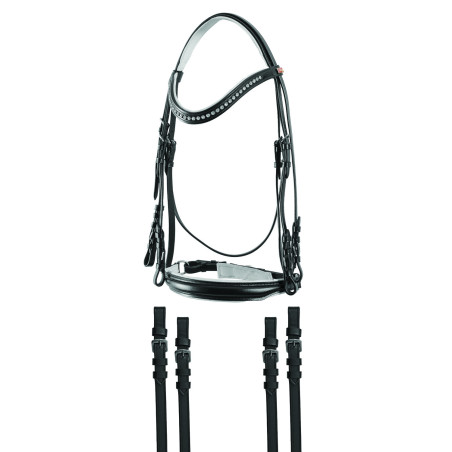 Briglia da dressage in cuoio con pietre JM