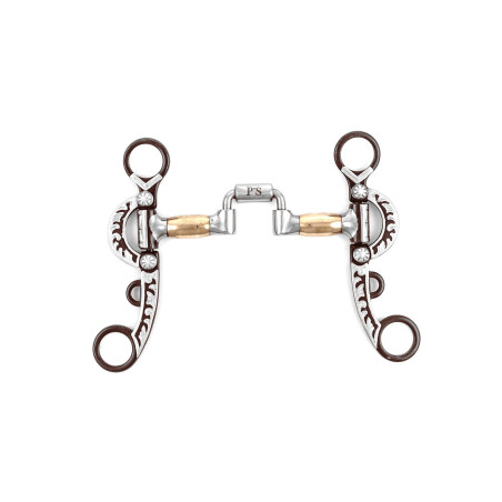 Morso correttivo in ferro nero con rulli in rame e aste lavorate Pool's