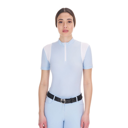 Polo da allenamento da donna taglio slim con inserti in mesh Equestro