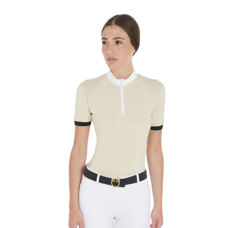 Polo da concorso donna taglio slim con inserti a contrasto sulle spalle Equestro