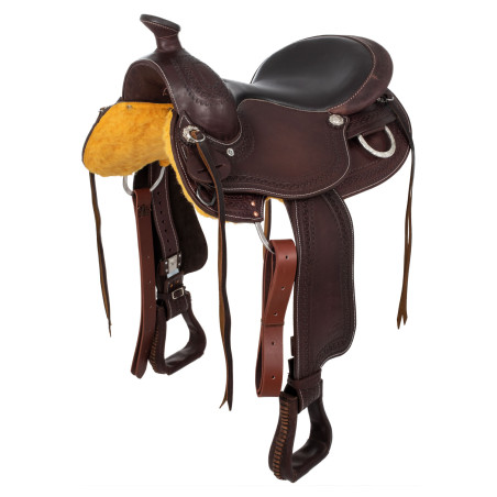 Sella western finiture in acciaio inox cuoio stampato a grana e motivo serpente 2817 Denver