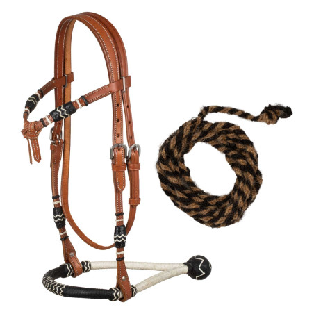 Set bosal bicolore con redini in crine di cavallo Pool's