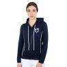 Felpa da donna con zip frontale in interlock Equestro - Blazer navy / bianco