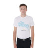 T-shirt in cotone da uomo Equestro taglio slim con stampa Jump - Bianco