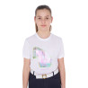 T-shirt da ragazza con stampa di cavallo a interferenza Equestro - Bianco