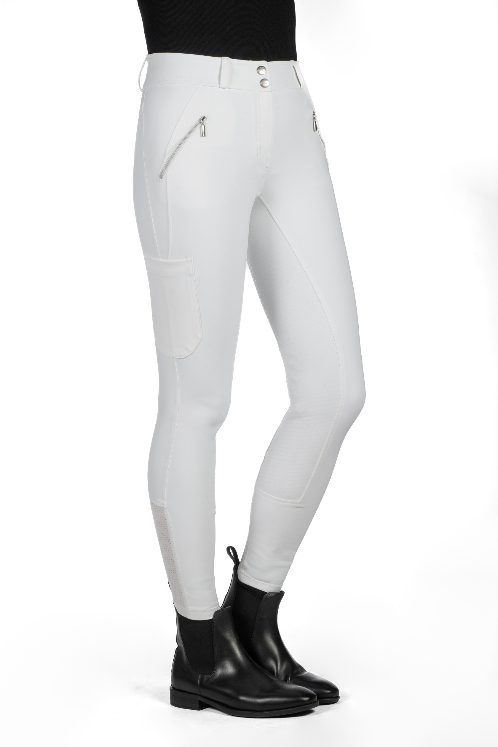 Pantaloni HKM Lia a vita alta con grip in silicone a tutta lunghezza Bianco Pantaloni HKM Lia a vita alta con grip in silicone a tutta lunghezza Bianco
