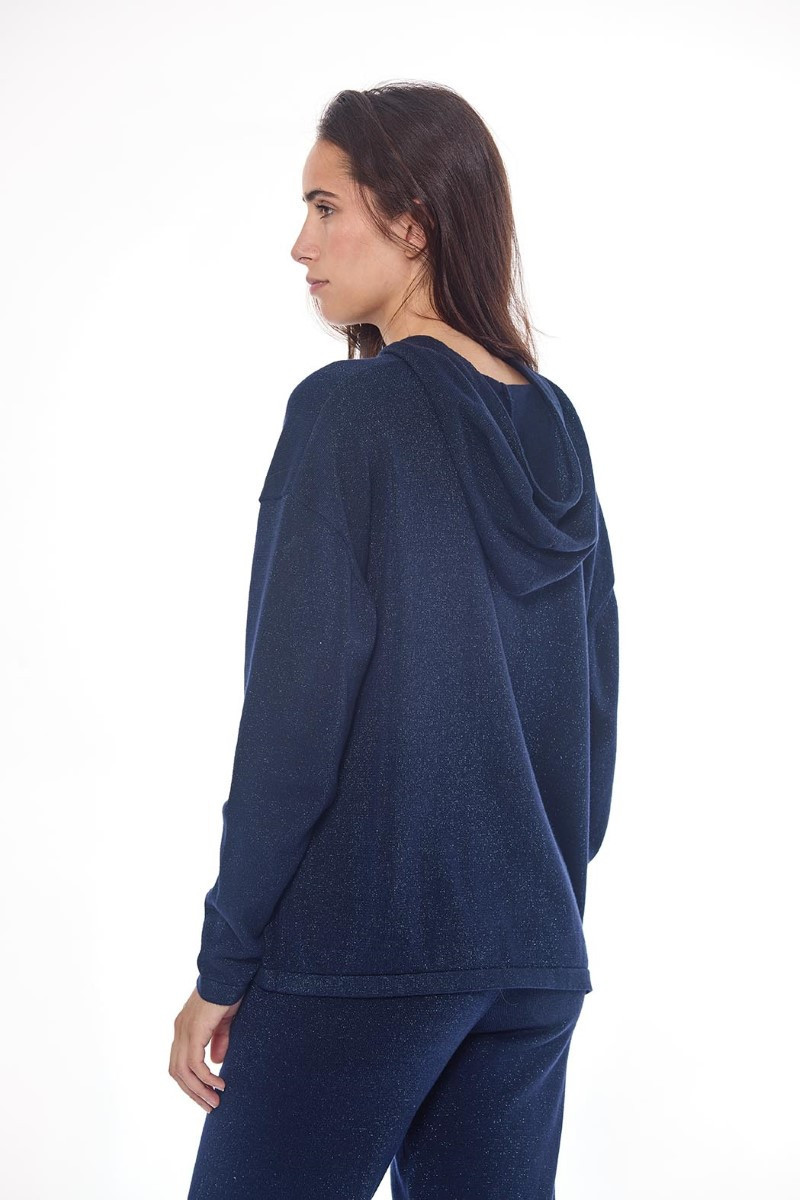 Felpa Harcour Swambo donna Marina paillettes Blu marino