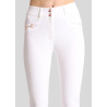 Pantaloni Montar Molly Yati da donna a vita alta - Bianco / oro rosa