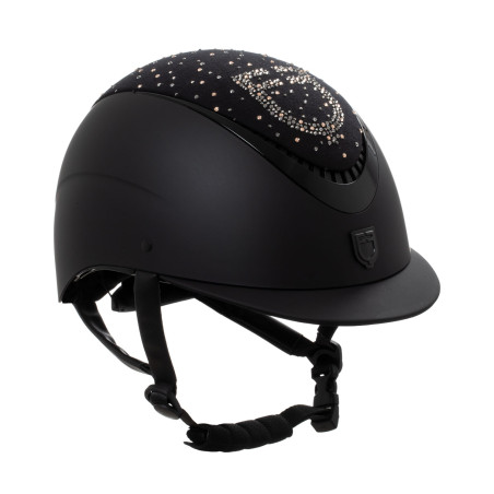 Casco opaco con visiera stretta e logo in strass omologato EN 1384-2023 Equestro