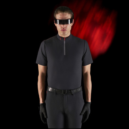 Polo da allenamento da uomo Equestro Ridertechnology a maniche corte con zip
